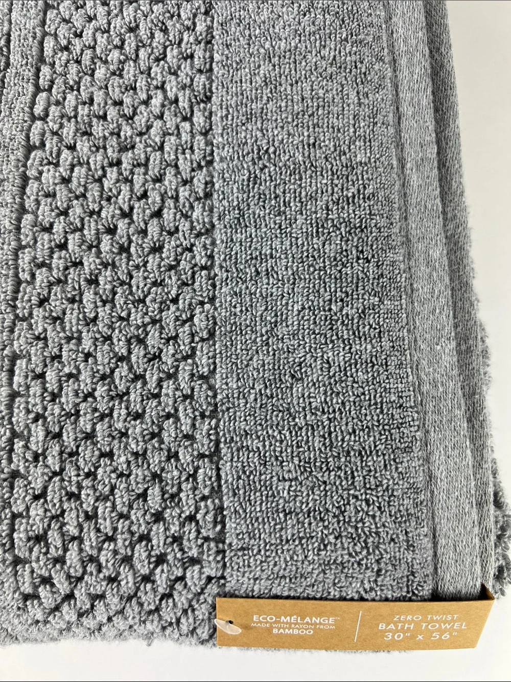 Common Thread Eco Melange BAMBOO Bath Towels Gray Oversized Zero Twist 2 pc NEW